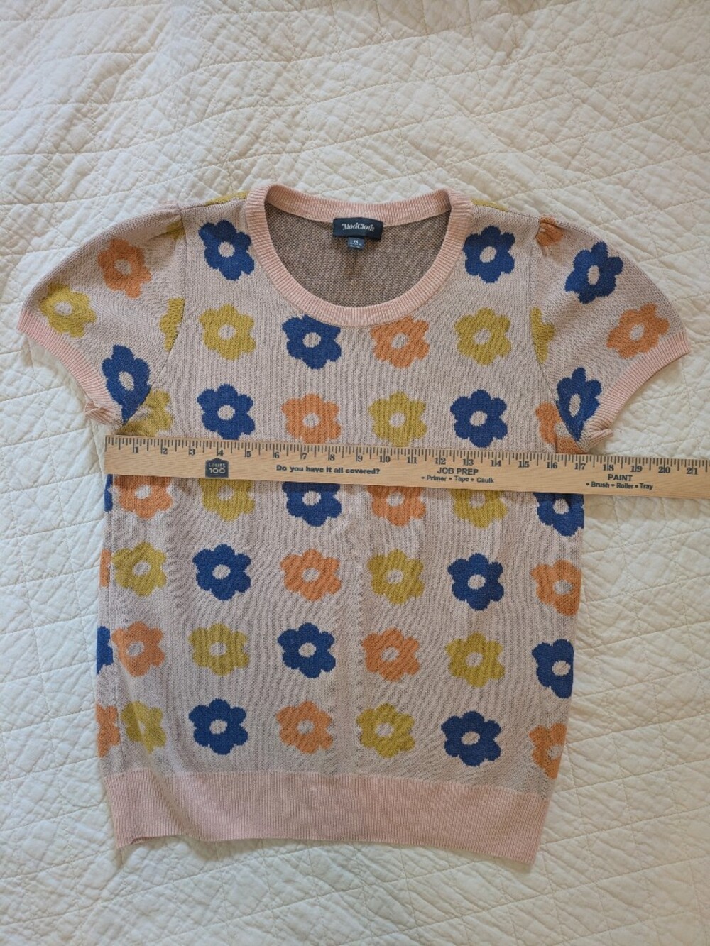 ModCloth Pink Floral Jacquard Knit Sweater Tee - Picture 3 of 6